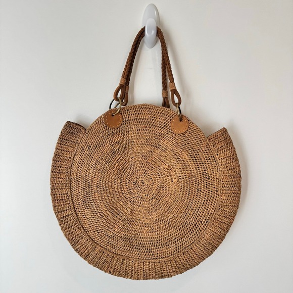 Sans-Arcidet Paris Large Nova Raffia Round Tote Bag Hand-Woven Corroon Collab - Picture 2 of 8